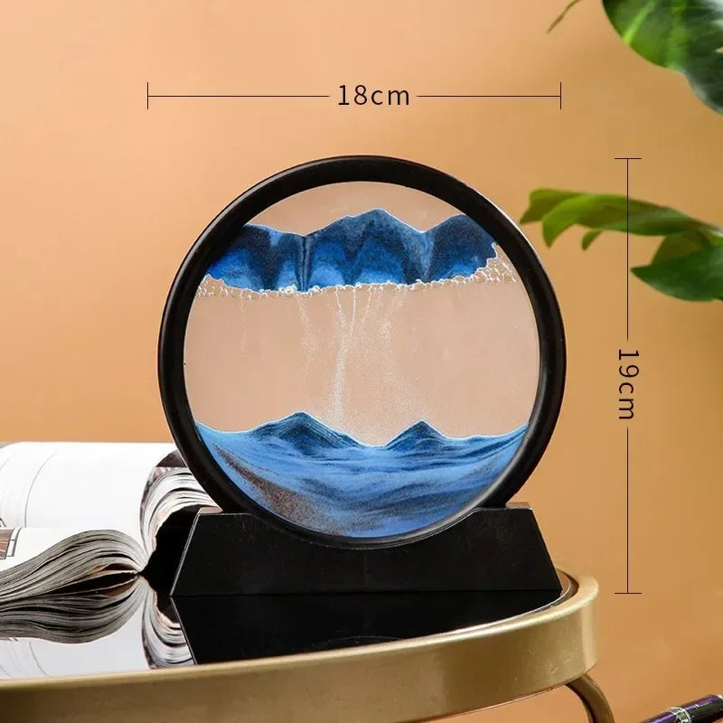 3D Sand Art - Round Glass Deep Sea Sandscape - مرطب الهواء