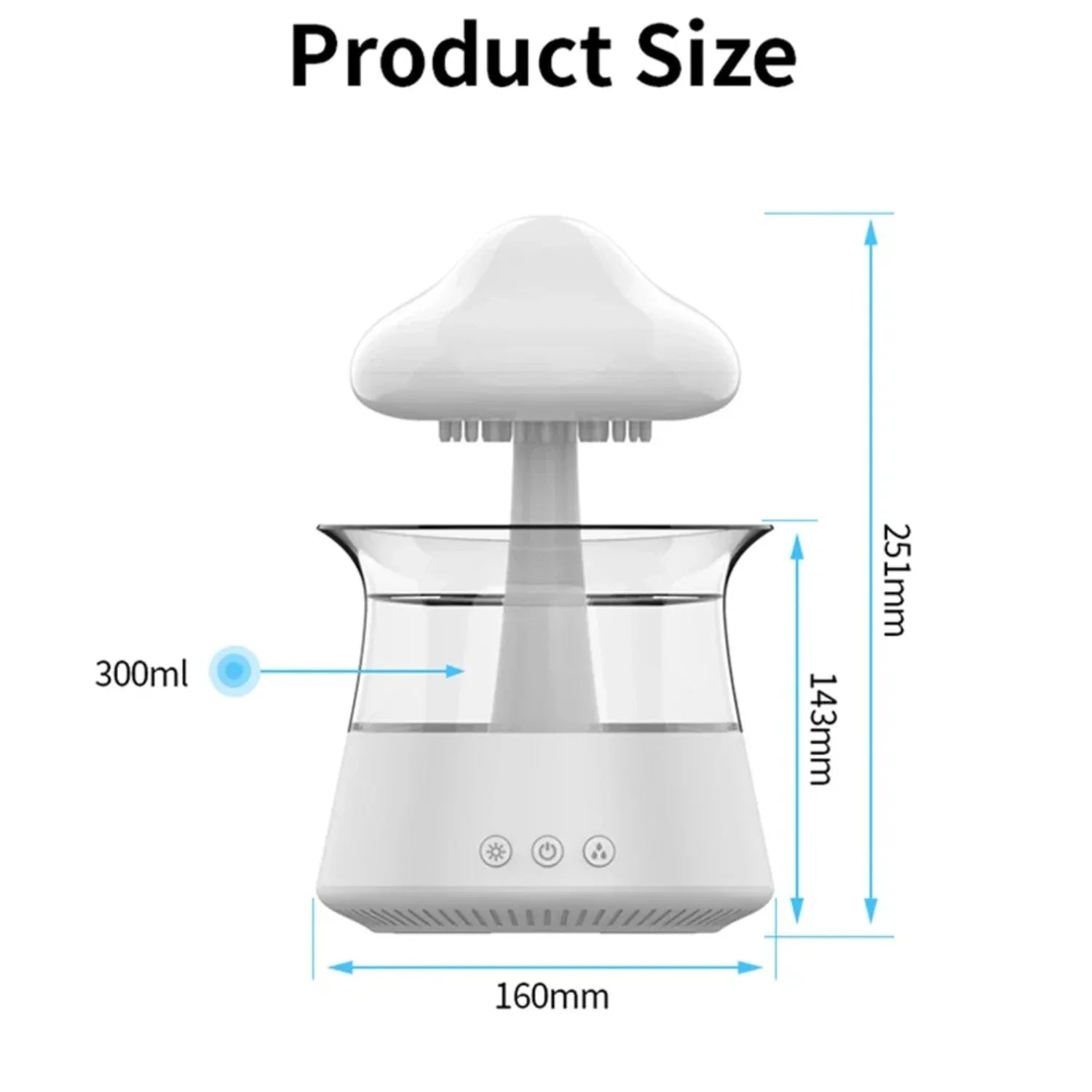 300mL Mushroom Humidifier - مرطب الهواء مع ضوء ليلي